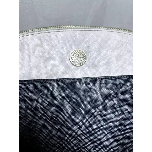 Anne Klein Classic Curves Crossbody Black White Silver Chain Bag Purse - Picture 3 of 11